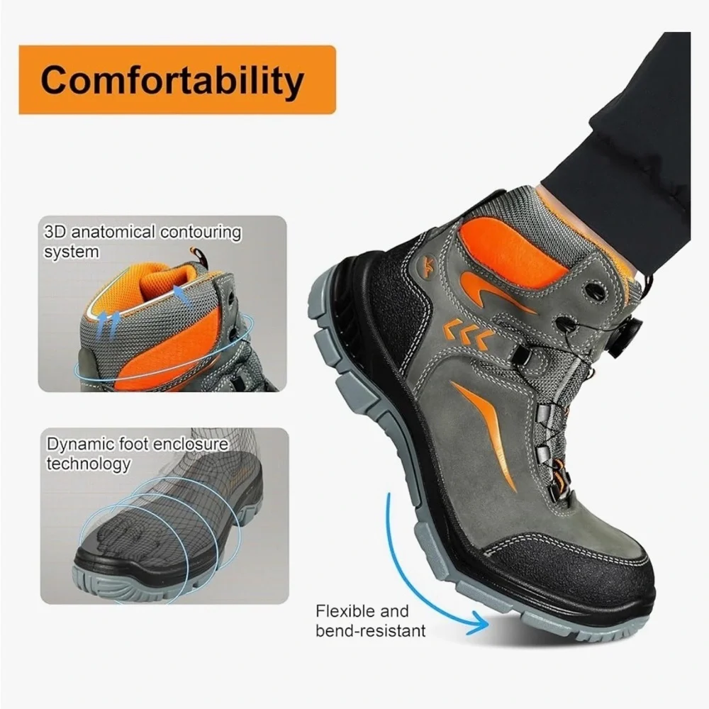 Men's Women's Waterproof Work Boots, Composite Toe Safety Boots for M 7.5 W9